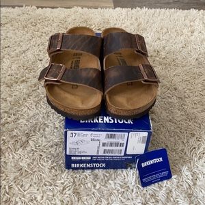 Birkenstock Arizona sandals! Oiled leather, sz 37